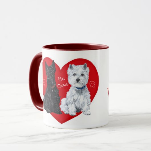 Westie und Scottie Valentine Tasse (Vorderseite Links)