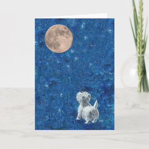 Westie und Vollmond Karte