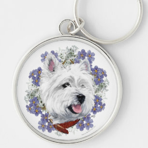 Westie Vergissmeinnicht Schlüsselanhänger