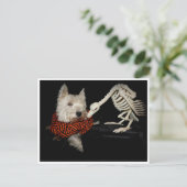 Westie Vulture Skeleton Halloween Postkarte (Stehend Vorderseite)