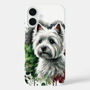 Westie Watercolor Art iPhone 16 Hülle
