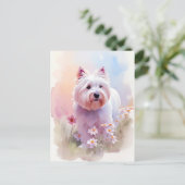 Westie Watercolor Portrait 1 Postkarte (Stehend Vorderseite)