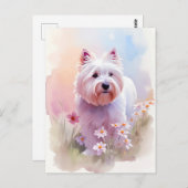 Westie Watercolor Portrait 1 Postkarte (Vorne/Hinten)