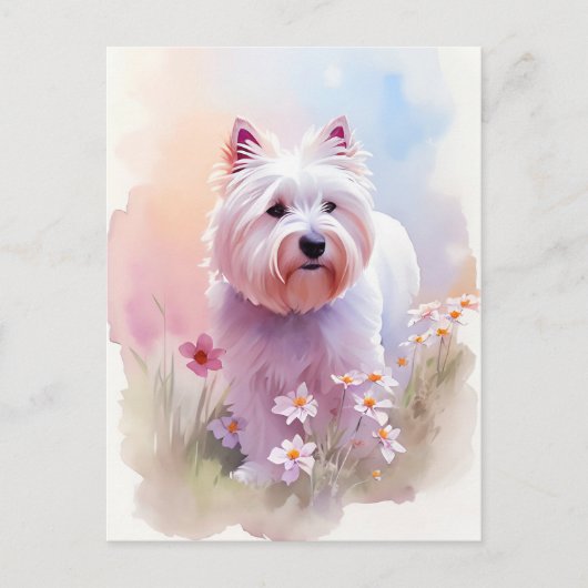 Westie Watercolor Portrait 1 Postkarte (Vorderseite)