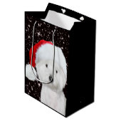 Westie Weihnachten Mittlere Geschenktüte (Vorderseite Schrägansicht)