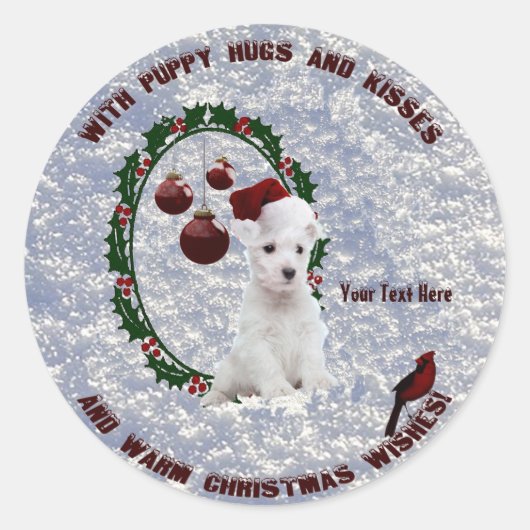 Westie Weihnachten wünscht Stickers - Passen Sie s (Vorderseite)