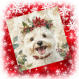 Westie-Weihnachts-Blumenkrone Feiertagskarte
