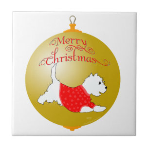 Westie-Weihnachtsbaumanhänger Fliese
