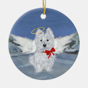 Westie-Weihnachtsengel Keramik Ornament