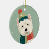 Westie-Weihnachtsgeschenk Keramik Ornament (Rechts)