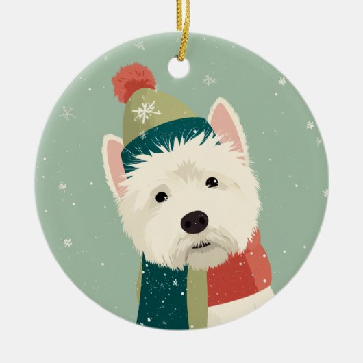 Westie-Weihnachtsgeschenk Keramik Ornament (Vorne)