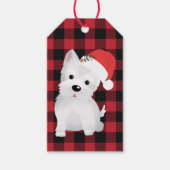 Westie Weihnachtsmannmütze Buffalo Kariertes Urlau Geschenkanhänger (Vorderseite)