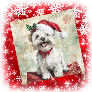 Westie Weihnachtsmannmütze Feiertagskarte