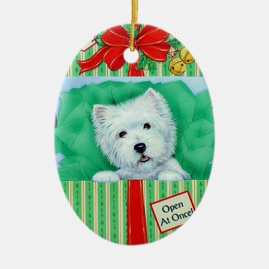 Westie Weihnachtsverzierung durch Borgo Keramik Ornament (Vorne)
