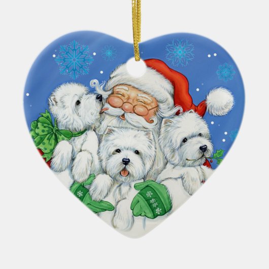 Westie Weihnachtsverzierung "XOXO" durch Borgo Keramik Ornament (Vorne)