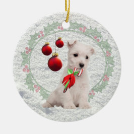 Westie Welpe umarmt u. küsst &Warm Keramik Ornament