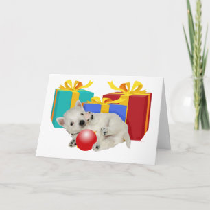 Westie-Welpen Weihnachts-Spielzeit Feiertagskarte