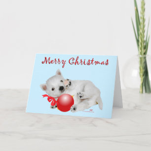 Westie-Welpen-Weihnachts-Spielzeit Feiertagskarte