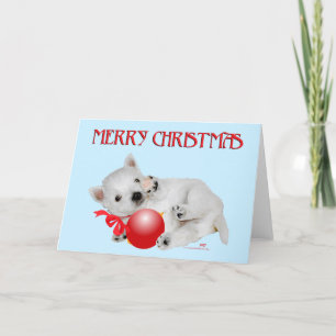 Westie-Welpen Weihnachts-Spielzeit Feiertagskarte