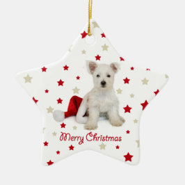 Westie Welpen-Weihnachtsbaum-Verzierung Keramik Ornament
