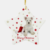 Westie Welpen-Weihnachtsbaum-Verzierung Keramik Ornament (Hinten)
