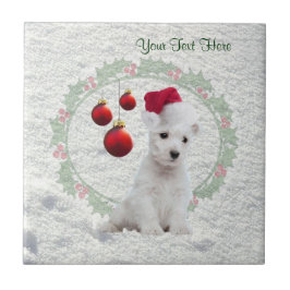 Westie Welpen-WeihnachtsKeramik-Fliese fertigen es Fliese
