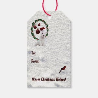 Westie Welppy Warm Weihnachten wünscht Geschenkmar Geschenkanhänger
