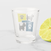 Westie West Highland Silhouette Dog & Paw Y&B Grid Schnapsglas (Rückseite)