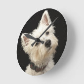 Westie (West Highland Terrier) mit Kragen Runde Wanduhr (Winkel)