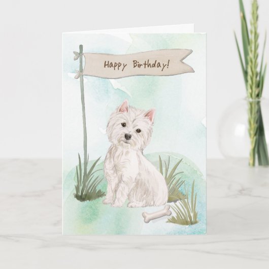 Westie West Highland Terrier Under Birthday Sign Karte (Vorderseite)