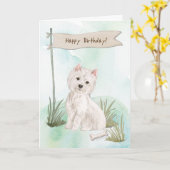 Westie West Highland Terrier Under Birthday Sign Karte (Gelbe Blume)