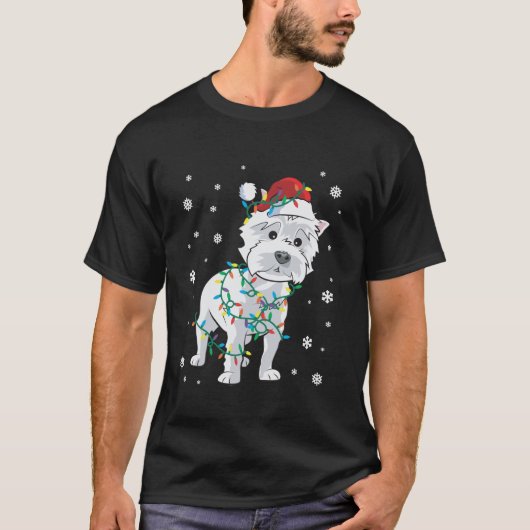 Westie West Highland Terrier Wrapped In Christmas T-Shirt (Vorderseite)