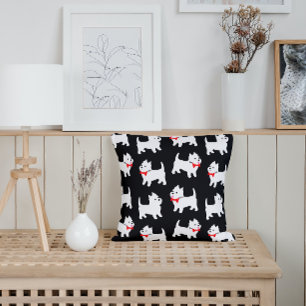 Westie - West Highland Terriers in Bow-Krawatte Kissen