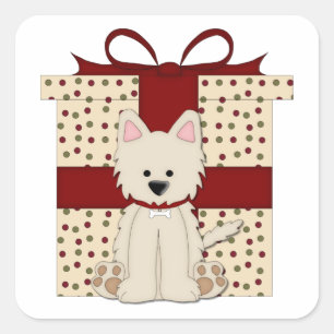 Westie West Highland White Terrier Christmas Quadratischer Aufkleber