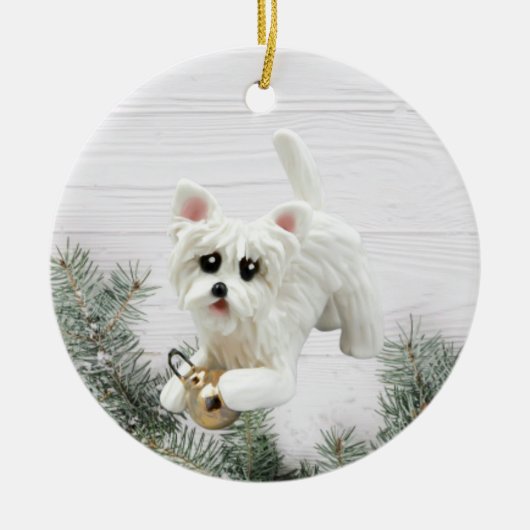 Westie West Highland White Terrier Keramik Ornament (Vorne)