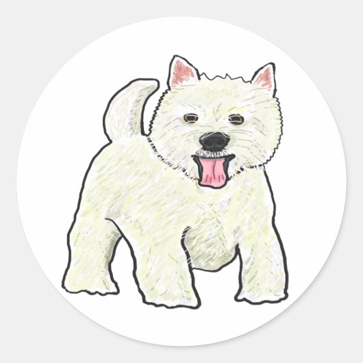 Westie West Highland White Terrier Runder Aufkleber (Vorderseite)