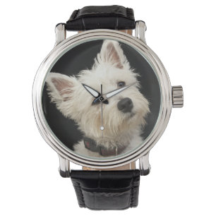 Westie (Westhochlandterrier) mit Kragen Armbanduhr