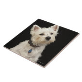 Westie (Westhochlandterrier) mit Kragen Fliese (Seite)