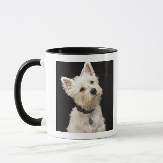 Westie (Westhochlandterrier) mit Kragen Tasse (Links)