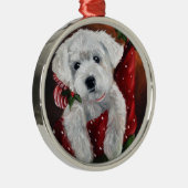 Westie Westhochlandterrier-Weihnachtsverzierung Silbernes Ornament (Rechts)