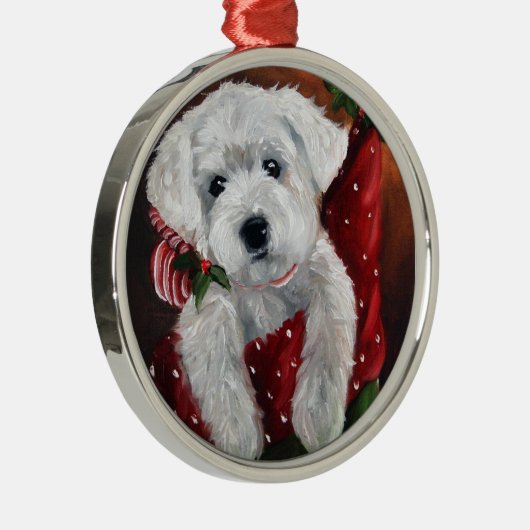 Westie Westhochlandterrier-Weihnachtsverzierung Silbernes Ornament (Rechts)
