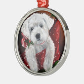 Westie Westhochlandterrier-Weihnachtsverzierung Silbernes Ornament (Links)