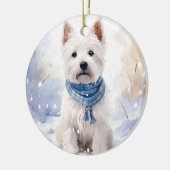 Westie Winter Christmas Keramik Ornament (Links)
