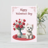 Westie with Roses Valentine's Card Feiertagskarte (Stehend Vorderseite)