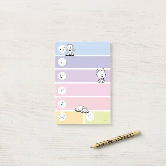 Westie-Wochenplaner Post-it Klebezettel (Auf Schreibtisch)
