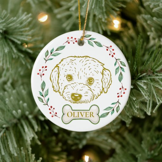 Westiepoo Hund Personalisiert Zeichnend Hand Keramik Ornament (Baum)