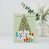 Westies am Weihnachtsbaum Feiertagspostkarte (Stehend Vorderseite)