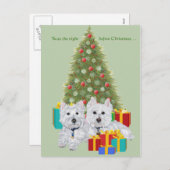 Westies am Weihnachtsbaum Feiertagspostkarte (Vorne/Hinten)