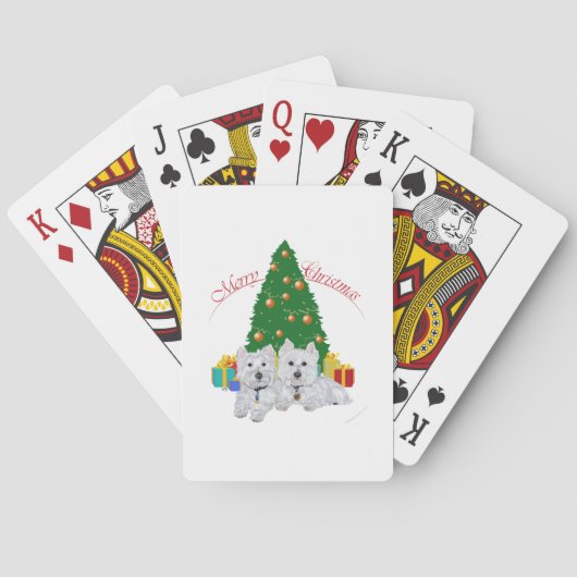 Westies am Weihnachtsbaum Spielkarten (Rückseite)