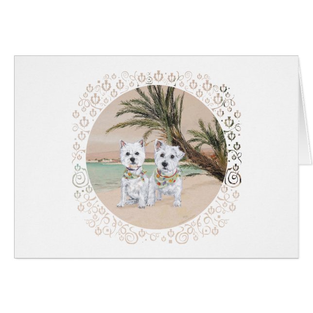 Westies auf einem Palmy Beach (Vorderseite (Horizontal))